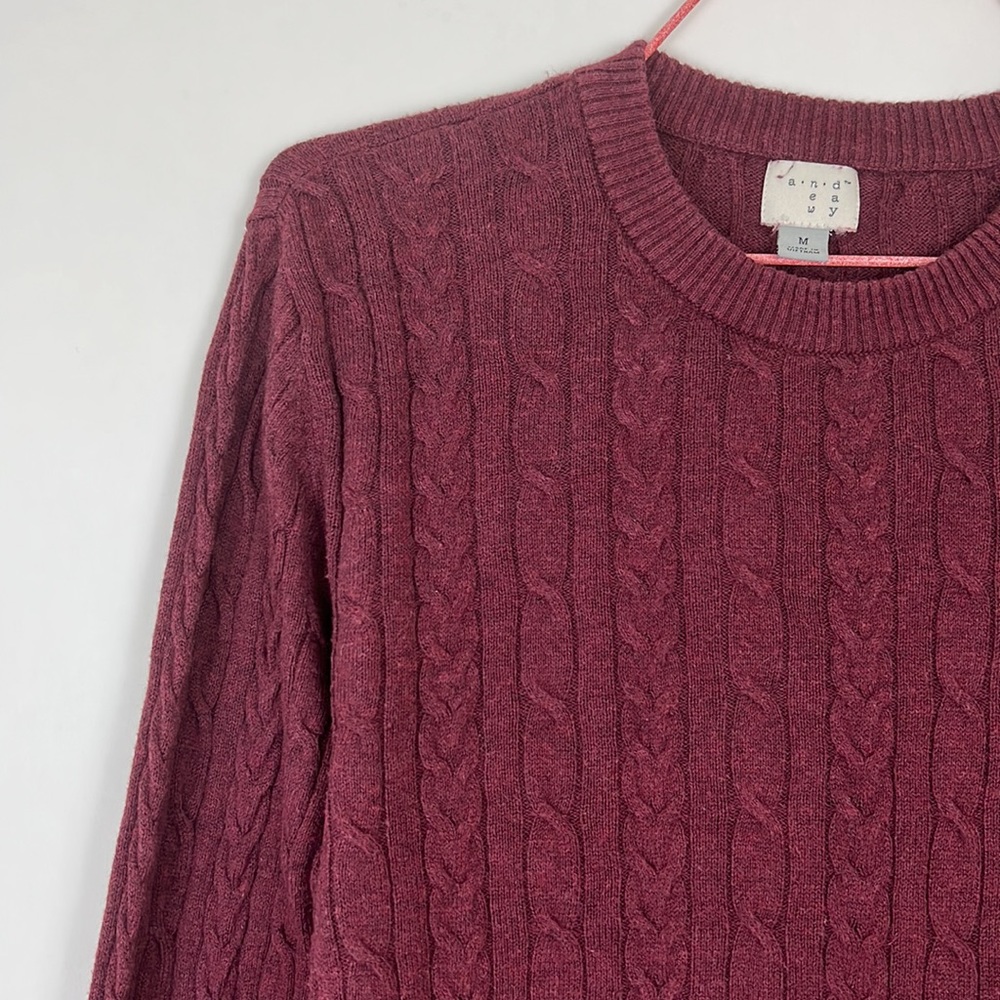 A NEW DAY long sleeve soft crew neck burgundy sweater M - Picture 4 of 9